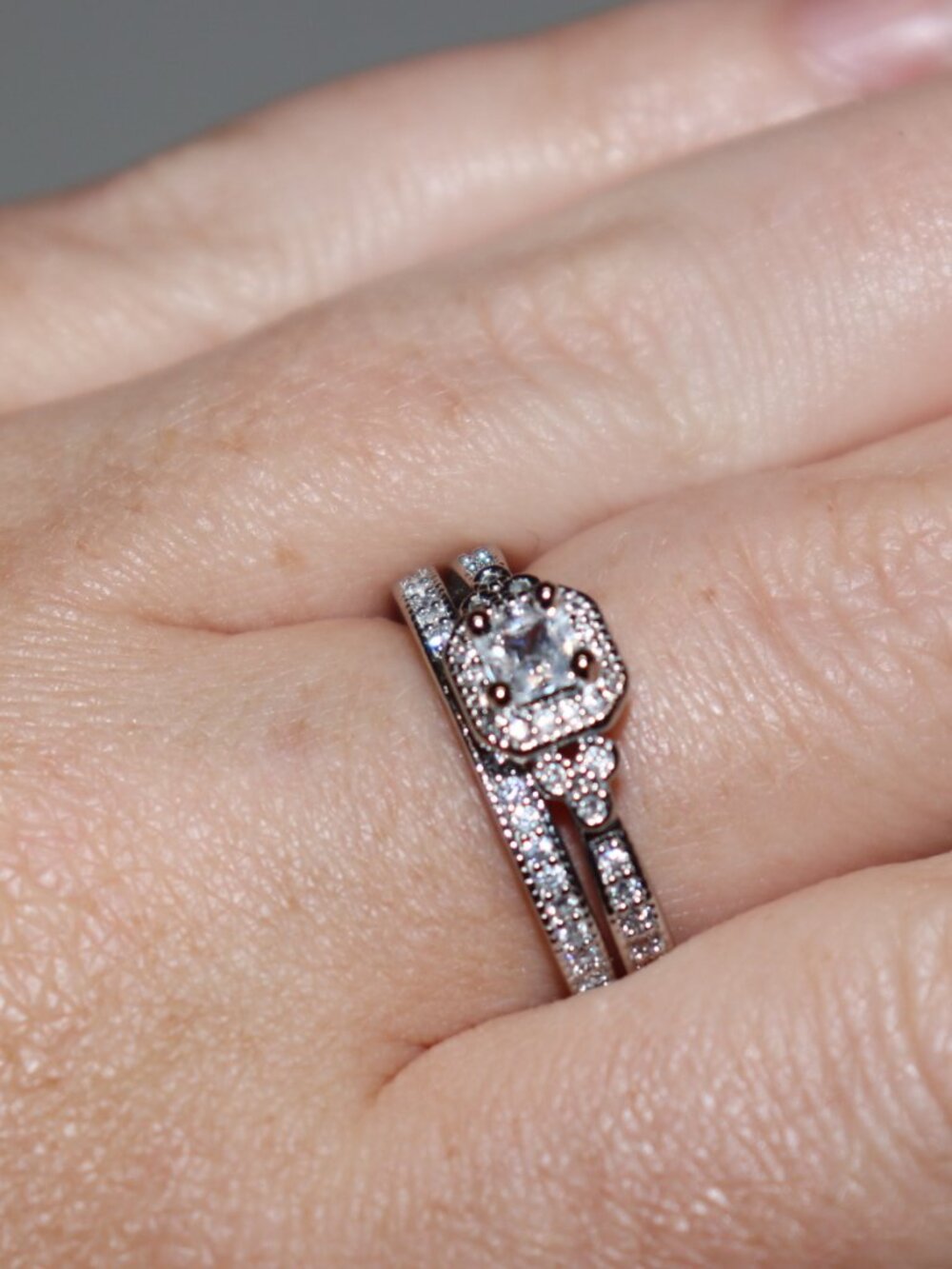 š¤āØ Silver Round Solitaire Bridal Set Ā· Size 9.5 Ā· NWOT - Picture 2 of 5